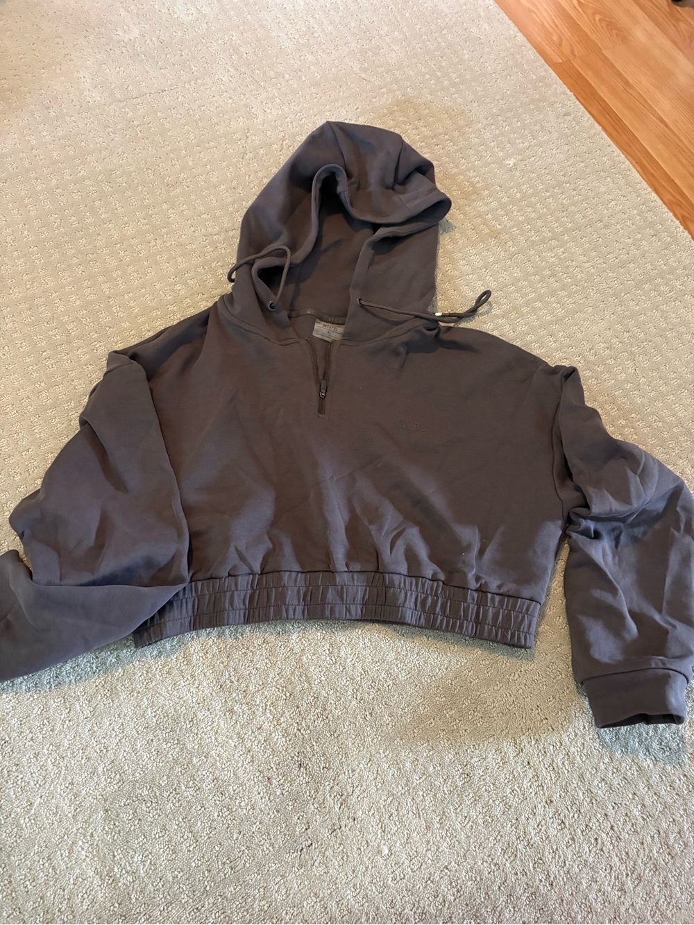 AYBL Cropped Hoodie in Charcoal Gray